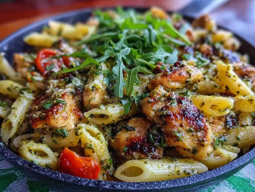 creamy chicken pesto pasta - featured image