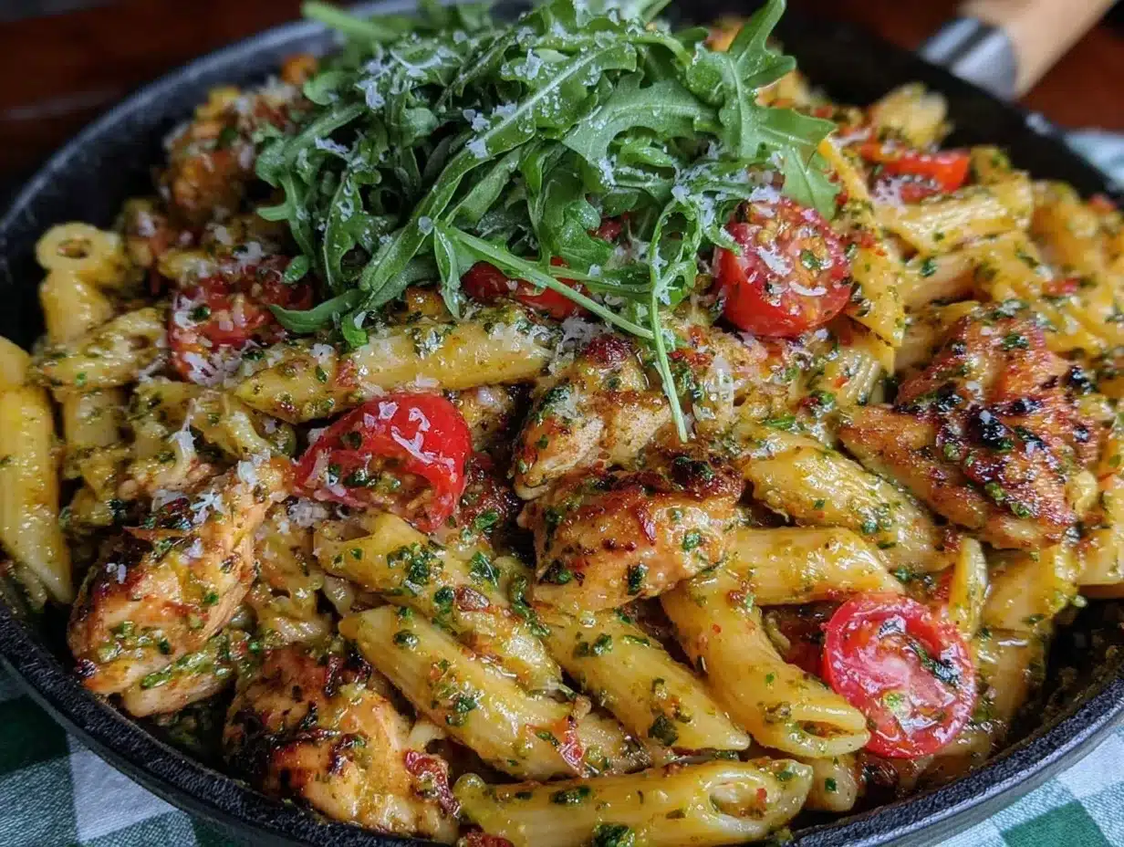 creamy chicken pesto pasta preparation steps