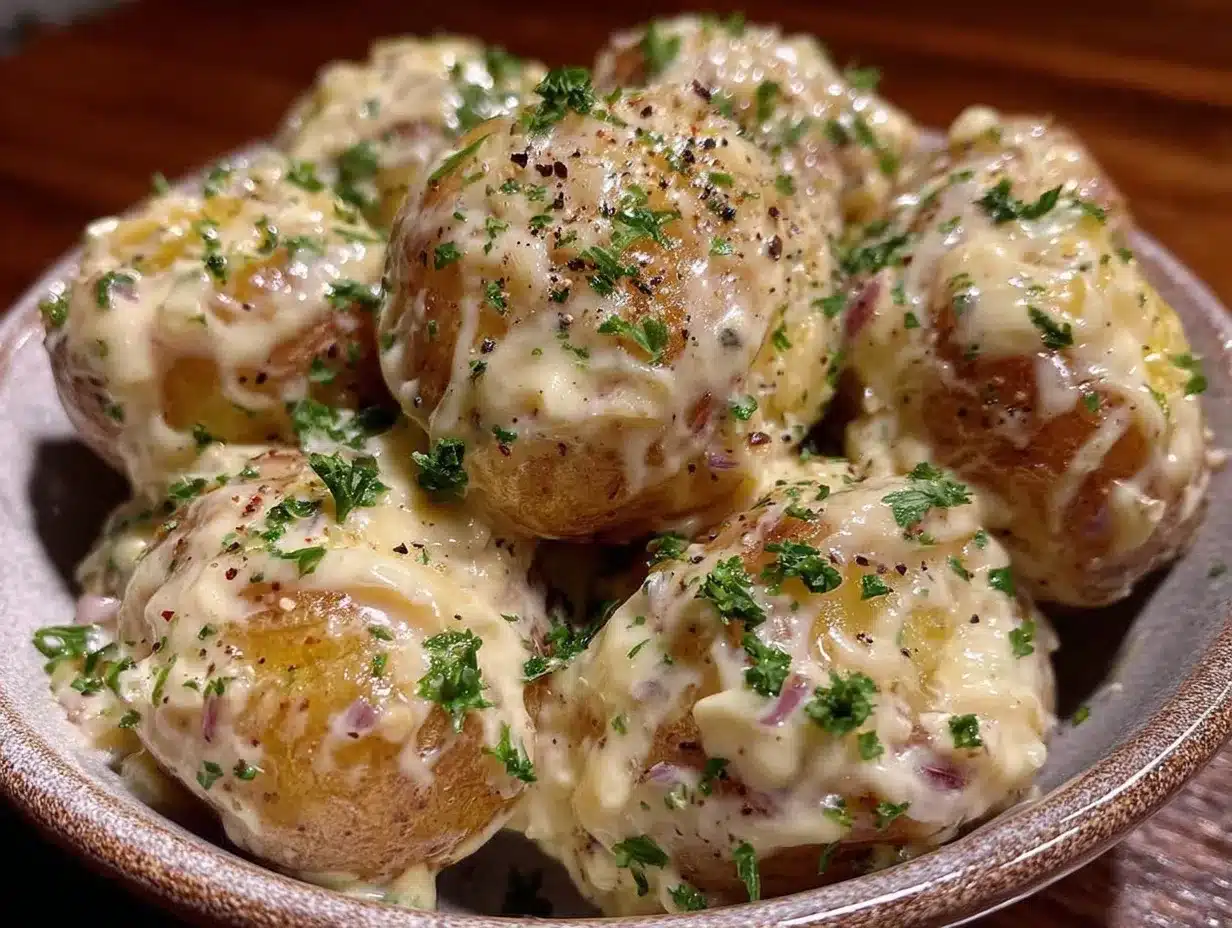 creamy garlic sauce baby potatoes preparation steps