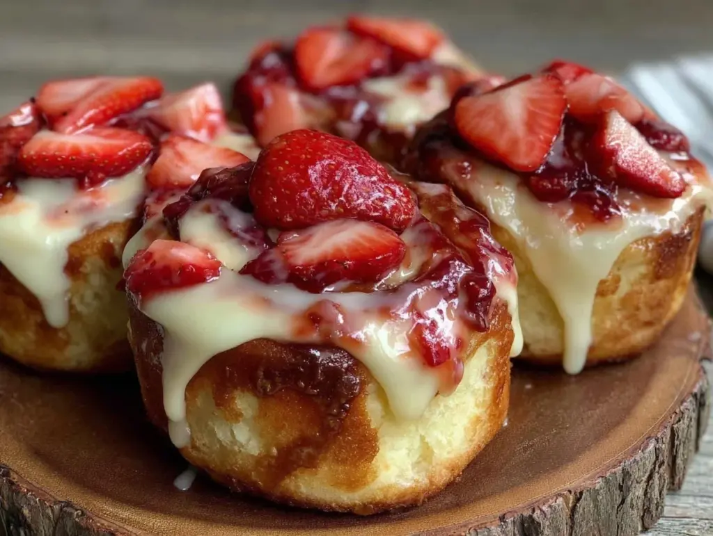 creamy strawberry cheesecake sweet rolls - featured image