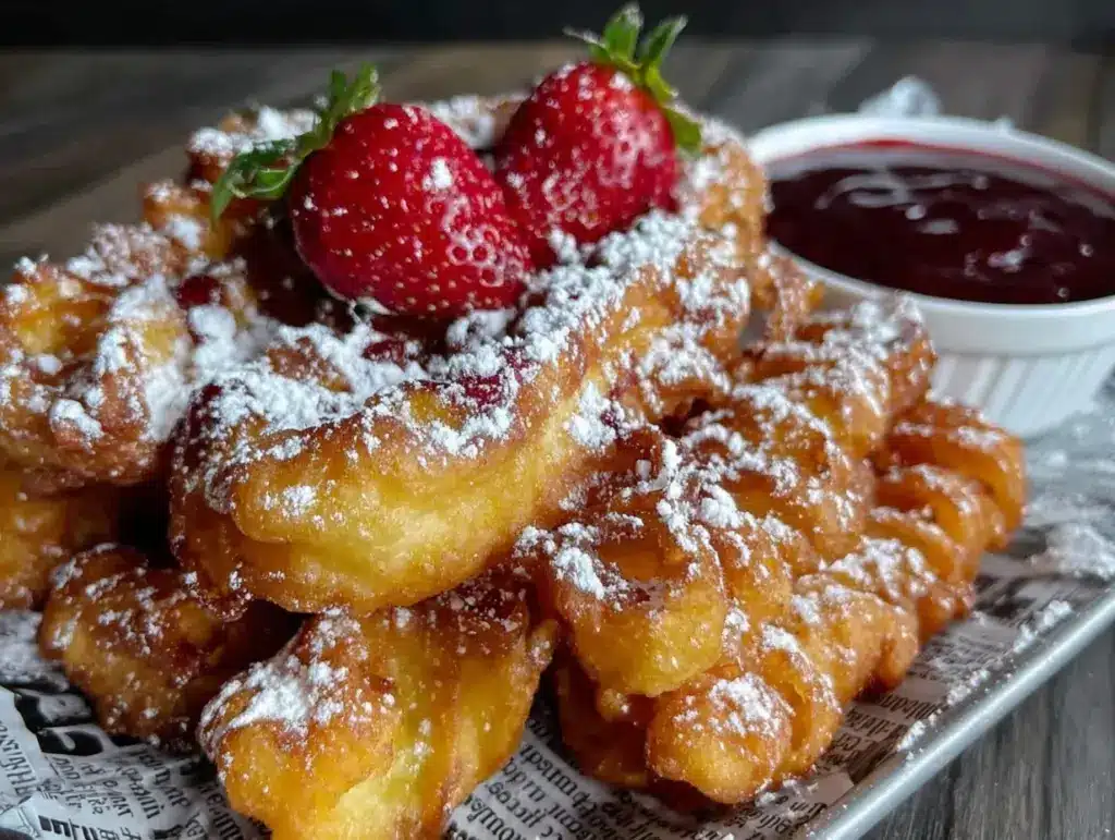crispy funnel cake fries recipe - featured image
