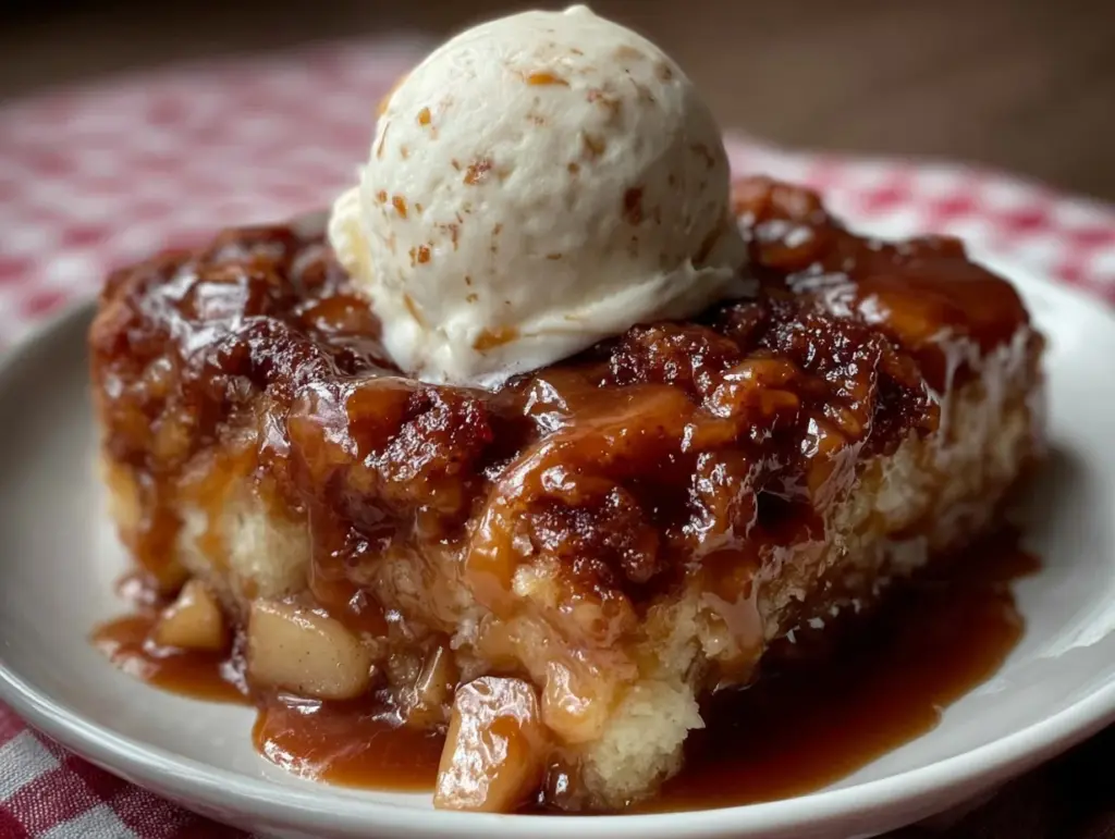 easy caramel apple dump cake - featured image
