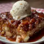 easy caramel apple dump cake - featured image