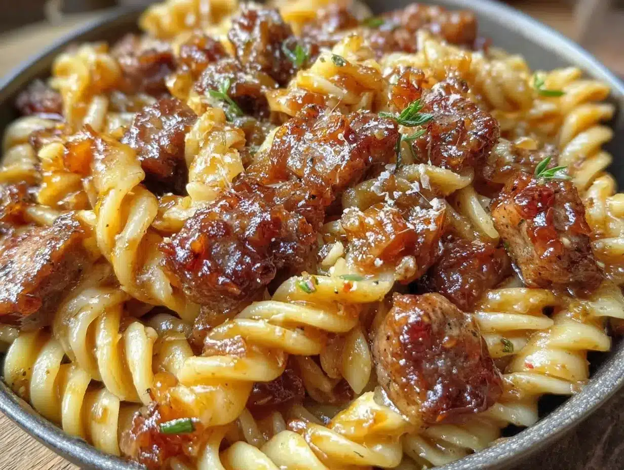 honey BBQ sausage pasta recipe preparation steps