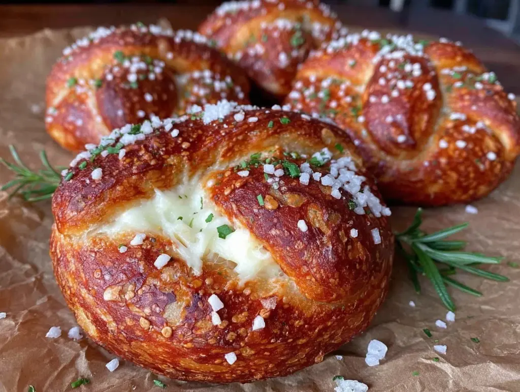 mozzarella stuffed soft pretzels - featured image