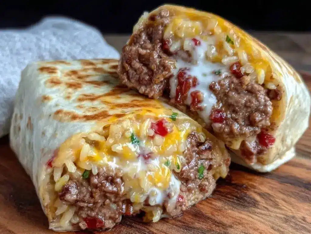savory beefy melt burrito - featured image