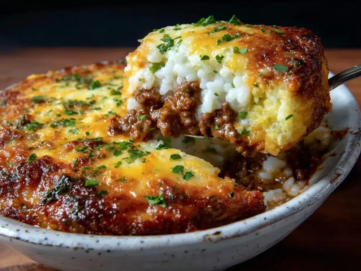 savory cheesy hamburger rice casserole preparation steps