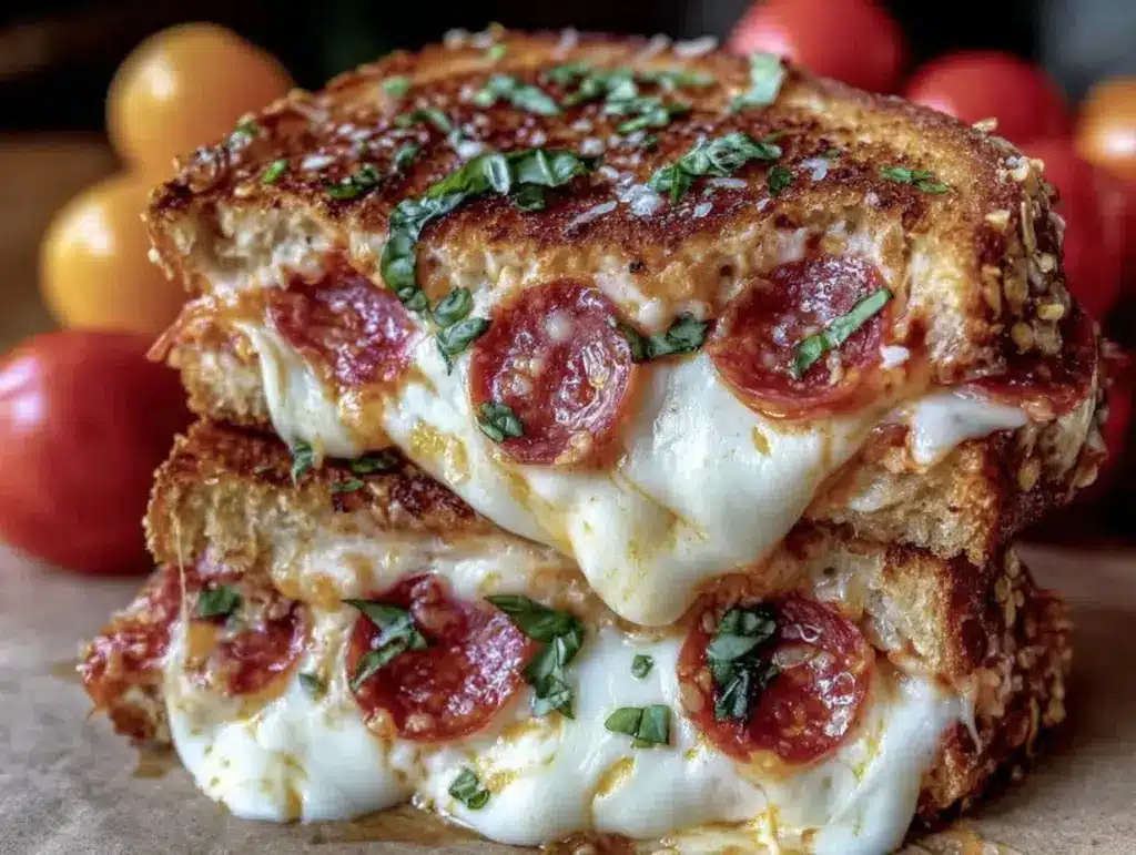 savory pizza grilled cheese sandwich - featured image