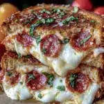 savory pizza grilled cheese sandwich - featured image