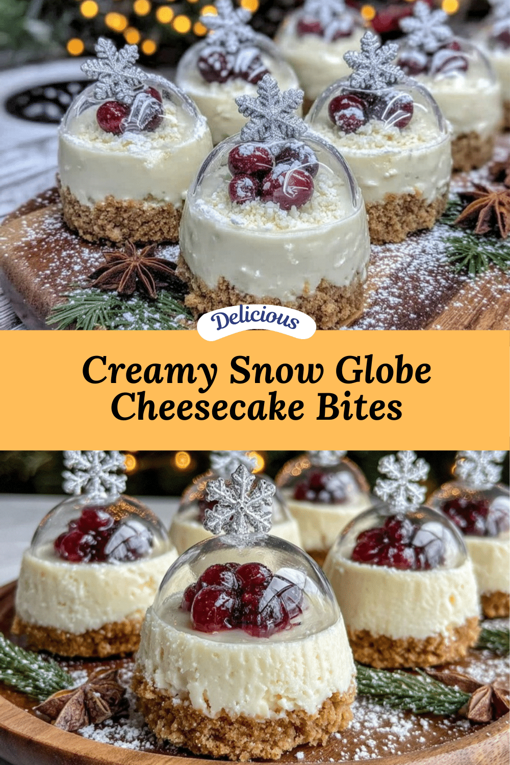 snow globe cheesecake bites recipe