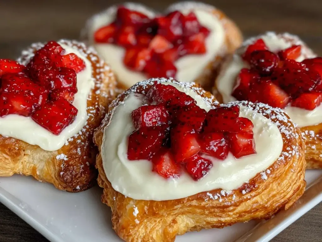 strawberry cream cheese heart danishes - featured image