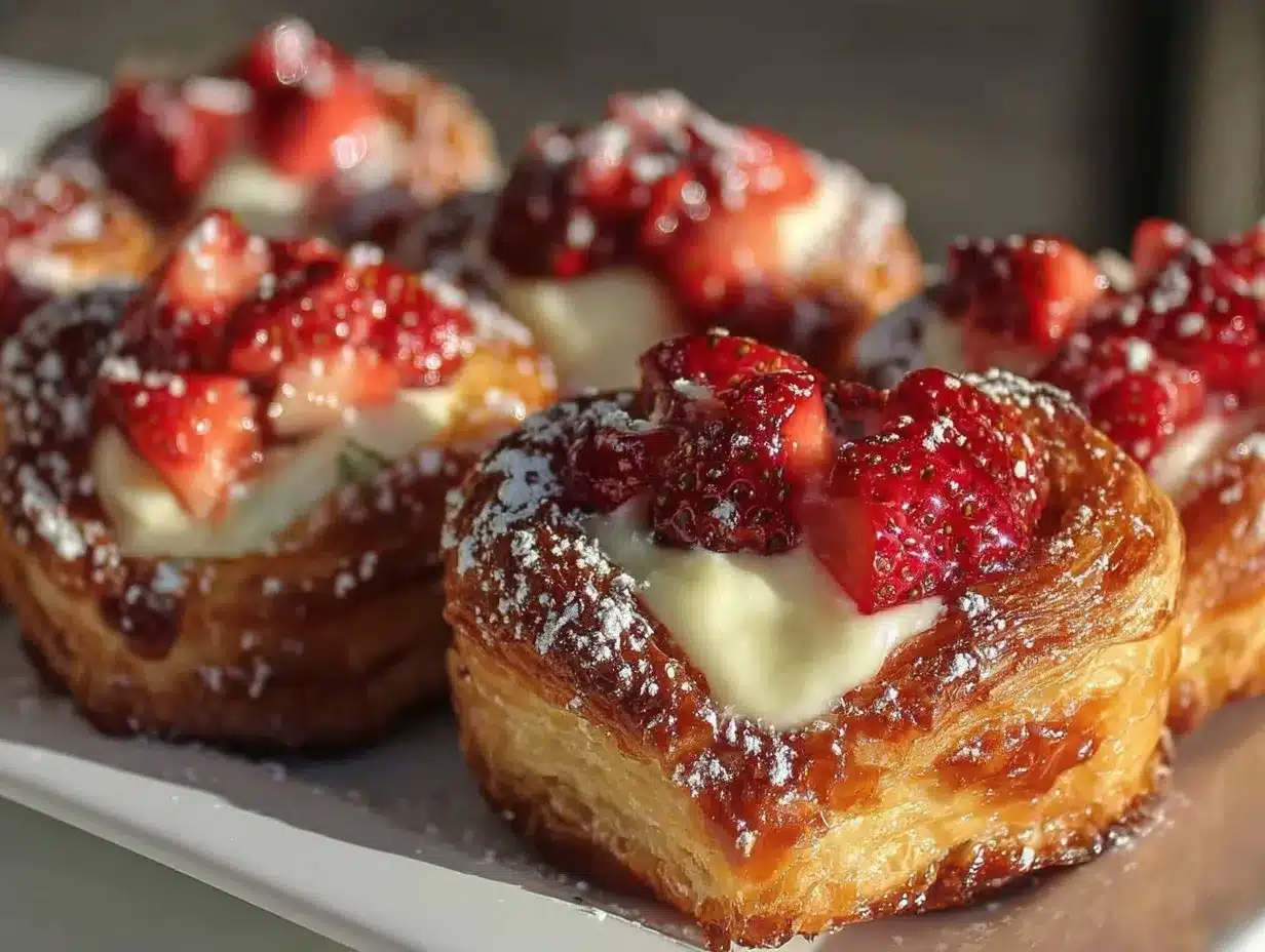 strawberry cream cheese heart danishes preparation steps