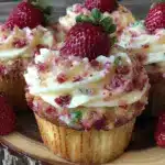 strawberry crunch cupcakes - featured image