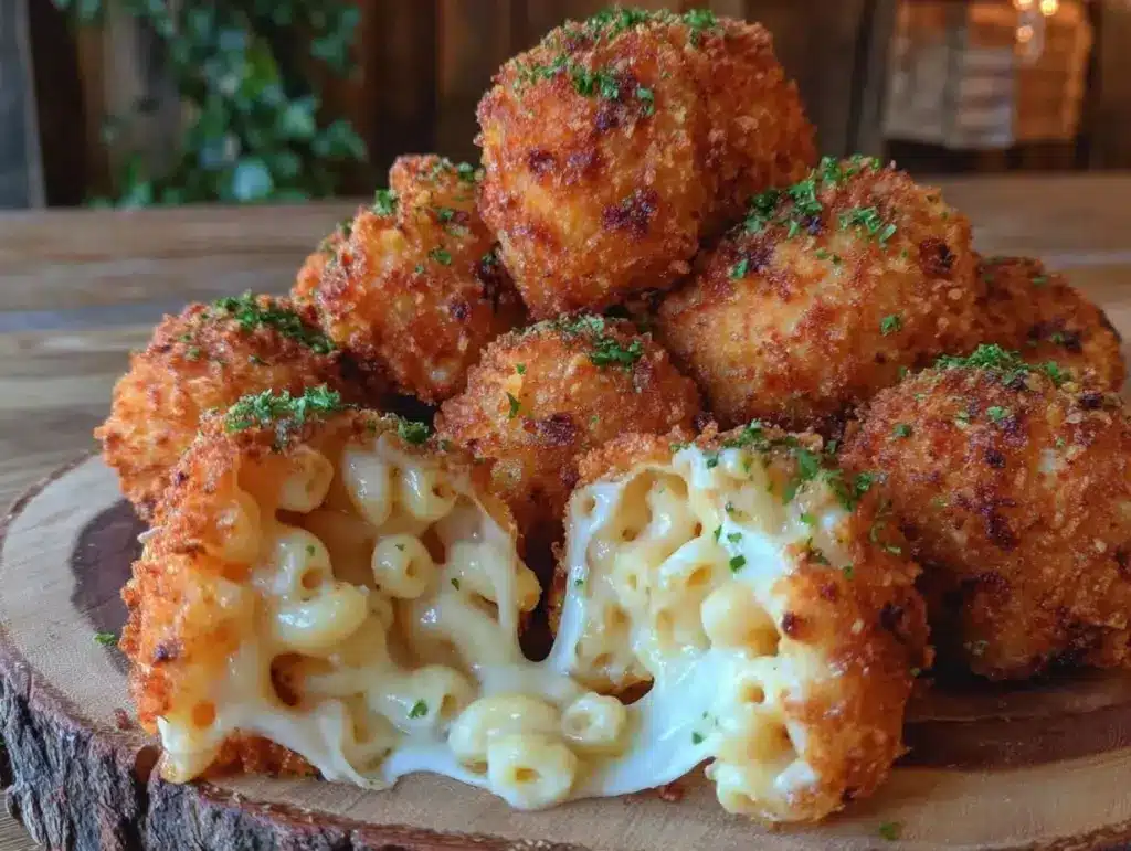 air fryer fried macaroni and cheese balls - featured image