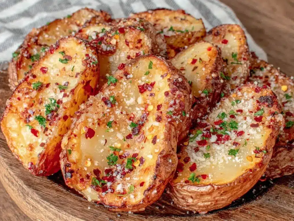baked garlic parmesan potato wedges - featured image