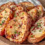 baked garlic parmesan potato wedges - featured image