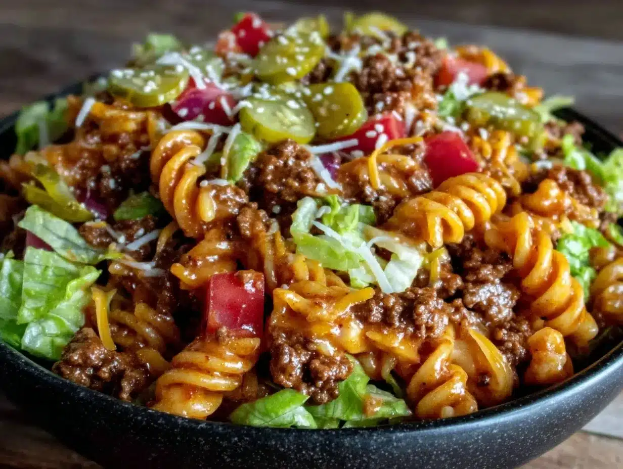 Big Mac pasta salad preparation steps