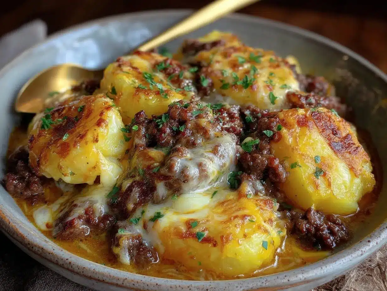 cheesy beef and potato soup preparation steps