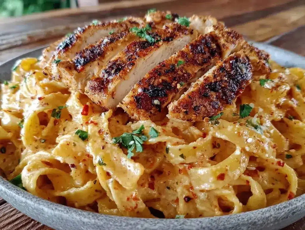 creamy cajun chicken linguine - featured image