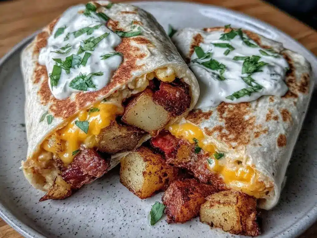 creamy cheesy potato burritos - featured image