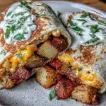 creamy cheesy potato burritos - featured image