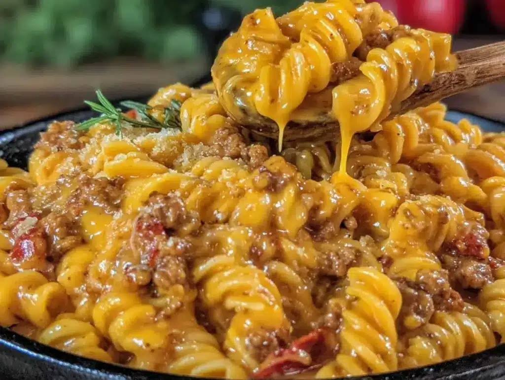 creamy cheesy taco pasta recipe - featured image