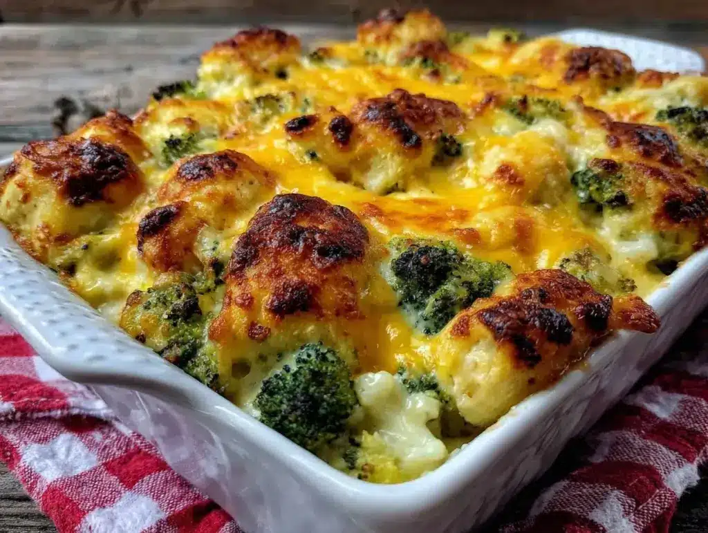 creamy chicken broccoli bake - featured image