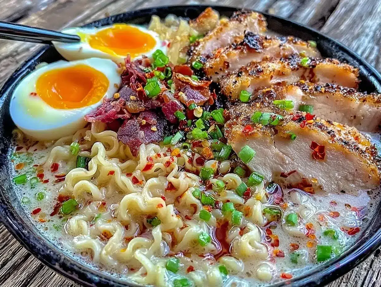 creamy garlic chicken ramen preparation steps