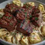 creamy garlic steak tortellini - featured image