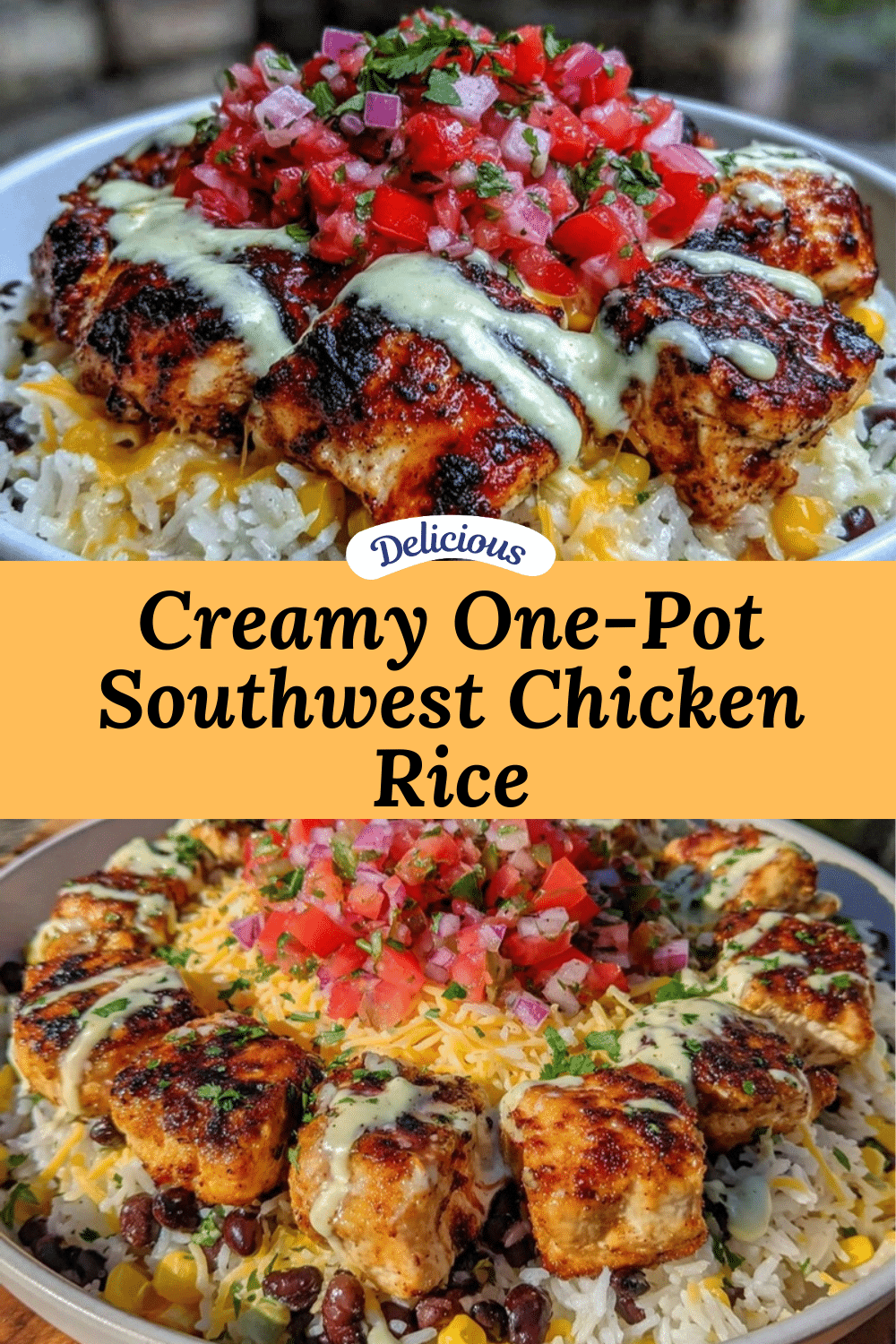 creamy one-pot cheesy southwest chicken and rice recipe