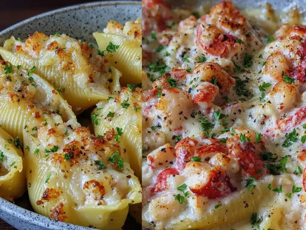 creamy seafood stuffed shells - featured image