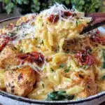 creamy slow cooker Tuscan chicken orzo recipe - featured image