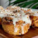 creamy smashed Blackstone cinnamon rolls - featured image
