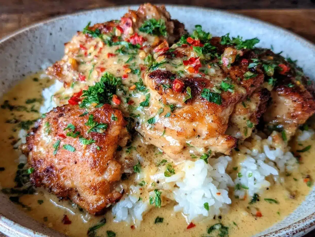 creamy smothered chicken and rice preparation steps