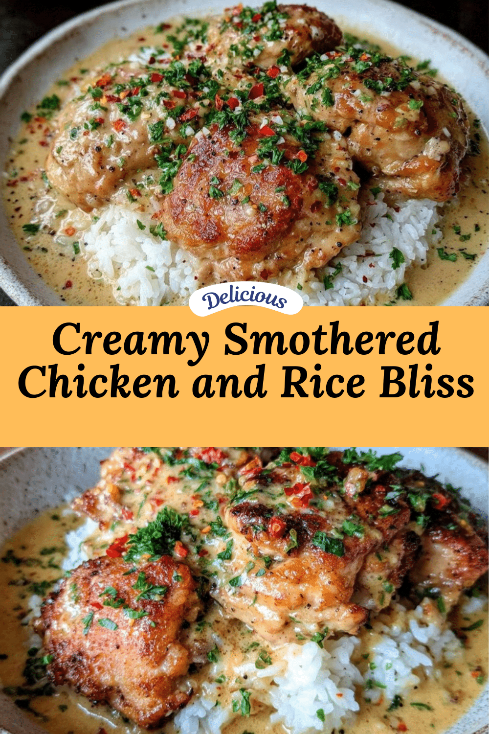 creamy smothered chicken and rice recipe