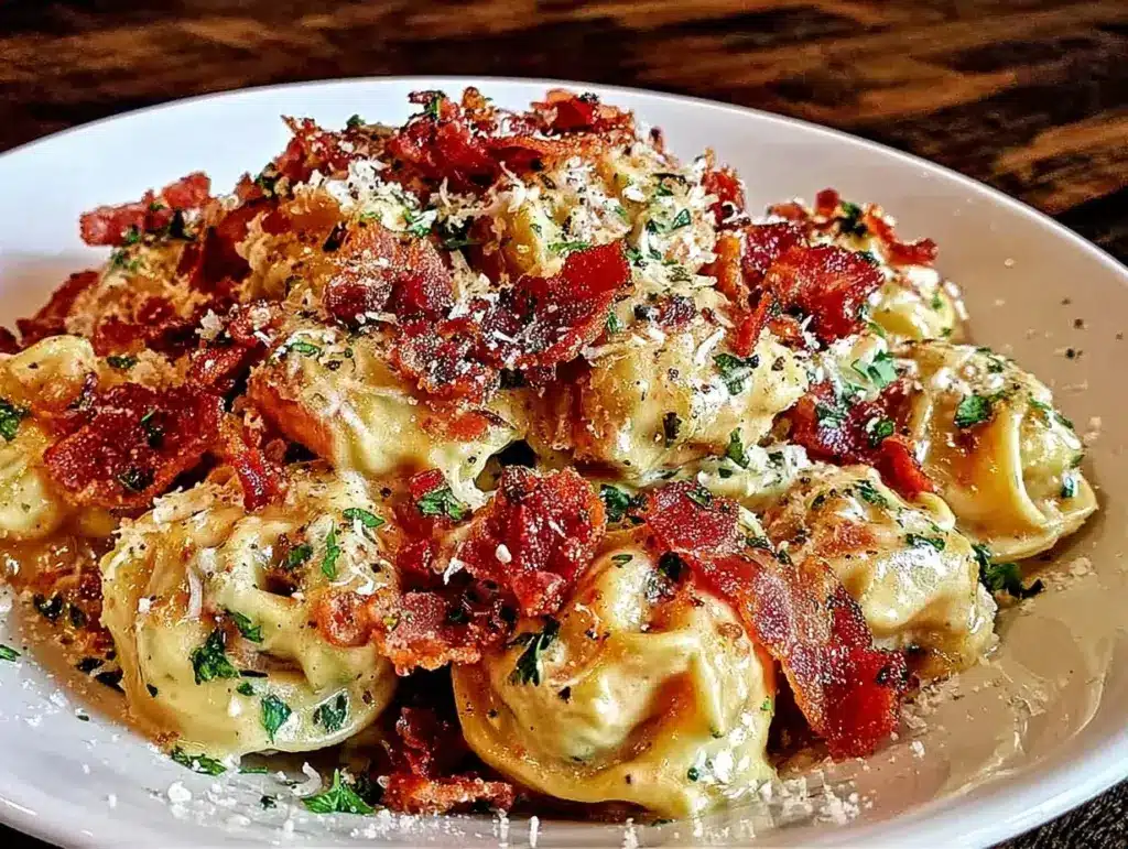 creamy tortellini carbonara - featured image