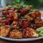 crispy baked honey bbq chicken bites - featured image