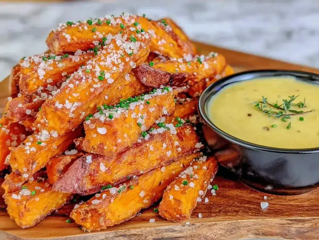 crispy oven baked sweet potato fries - featured image