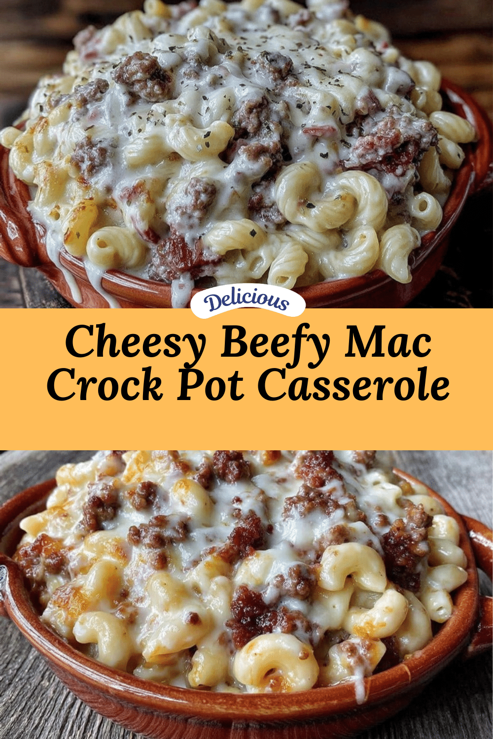 crock pot cheesy beefy mac casserole recipe