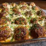 dump and bake meatball casserole - featured image