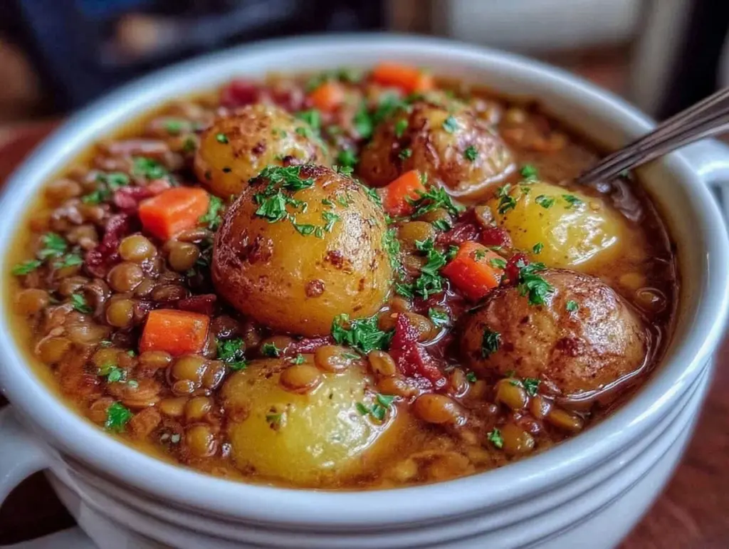 easy lentil potato soup - featured image