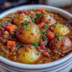 easy lentil potato soup - featured image