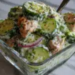 high protein cucumber salad - featured image
