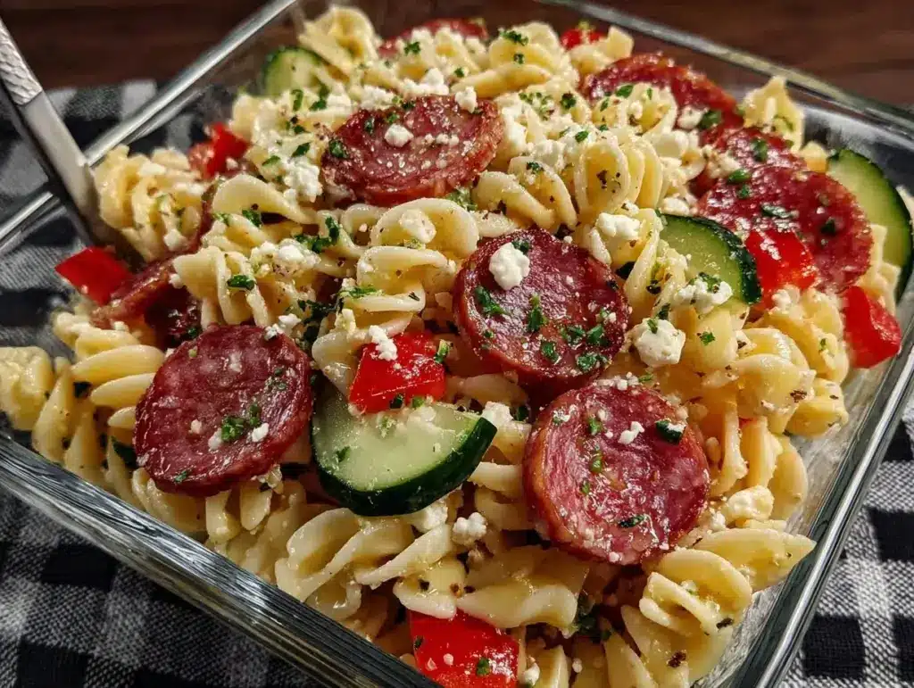 high protein italian pasta salad - featured image