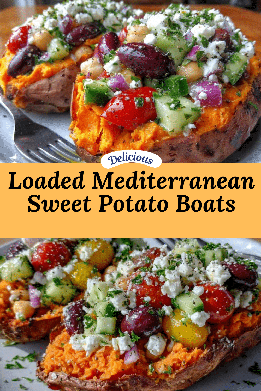 Mediterranean stuffed sweet potato boats recipe