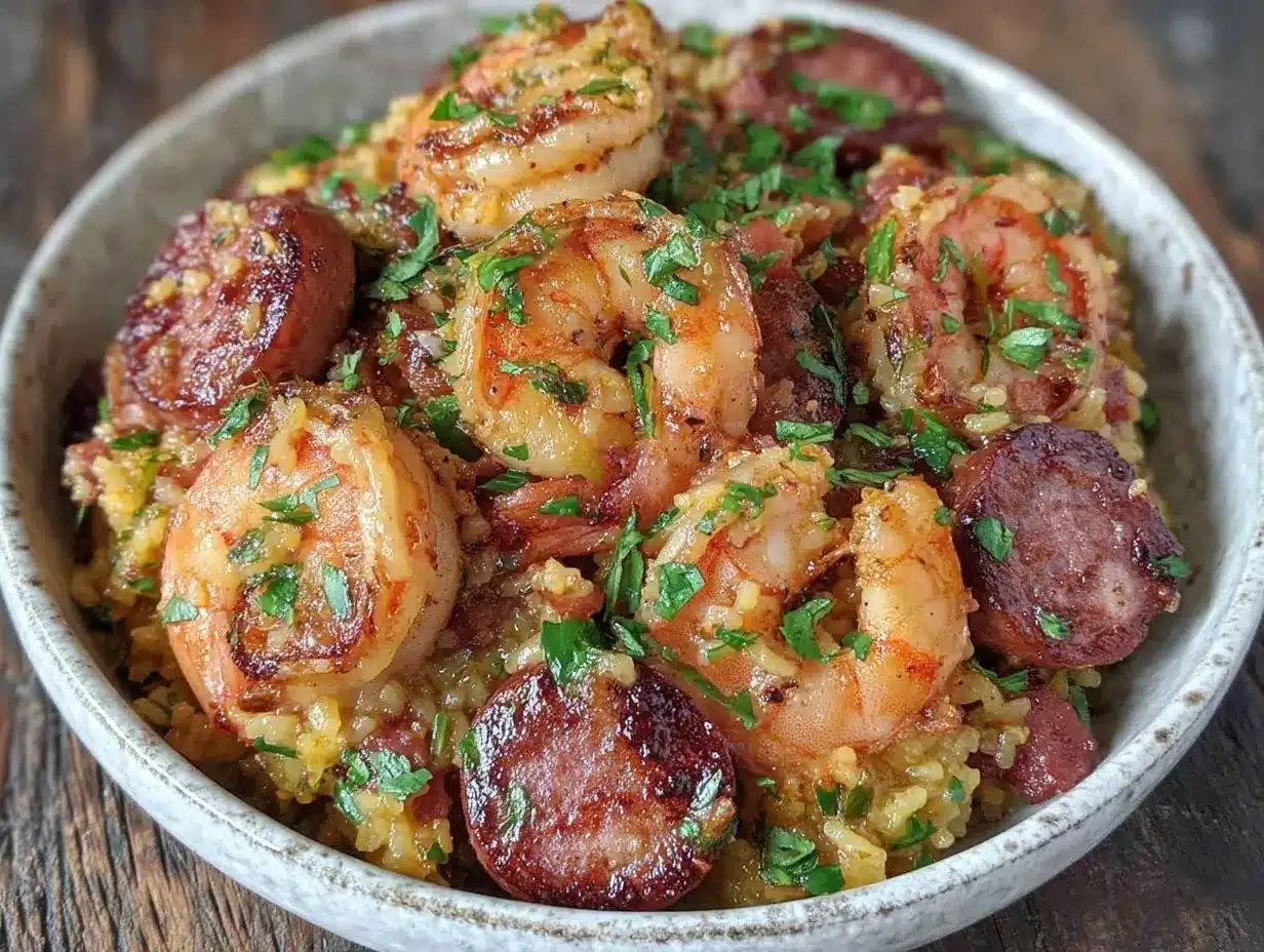 savory shrimp and sausage dirty rice recipe preparation steps