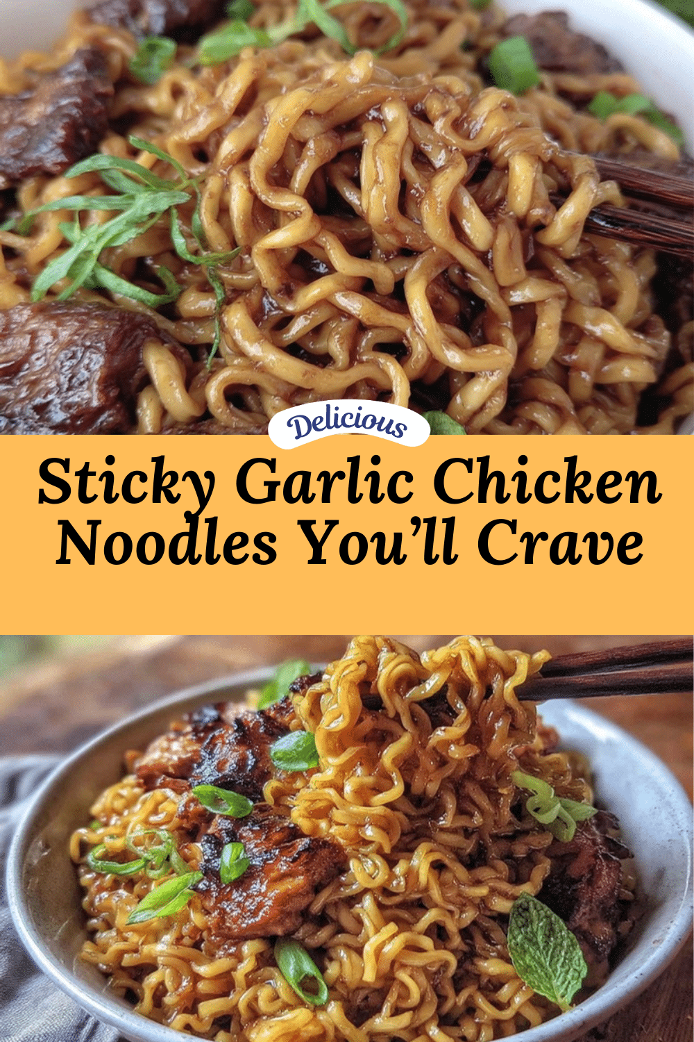 savory sticky garlic chicken noodles recipe