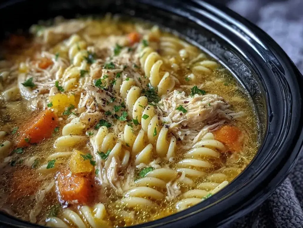 slow cooker chicken noodle soup - featured image