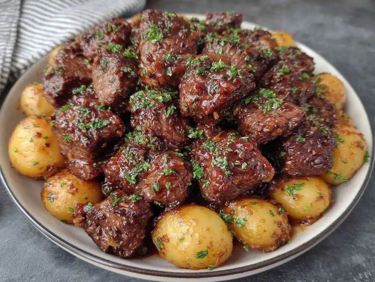 slow cooker garlic butter beef bites preparation steps