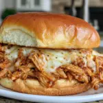 slow cooker parmesan garlic chicken sandwich - featured image